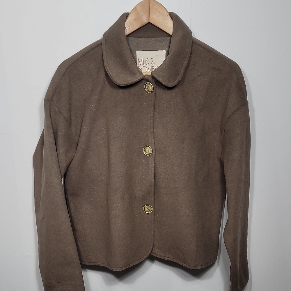Mus & Bombon Cropped Brown Pea Coat